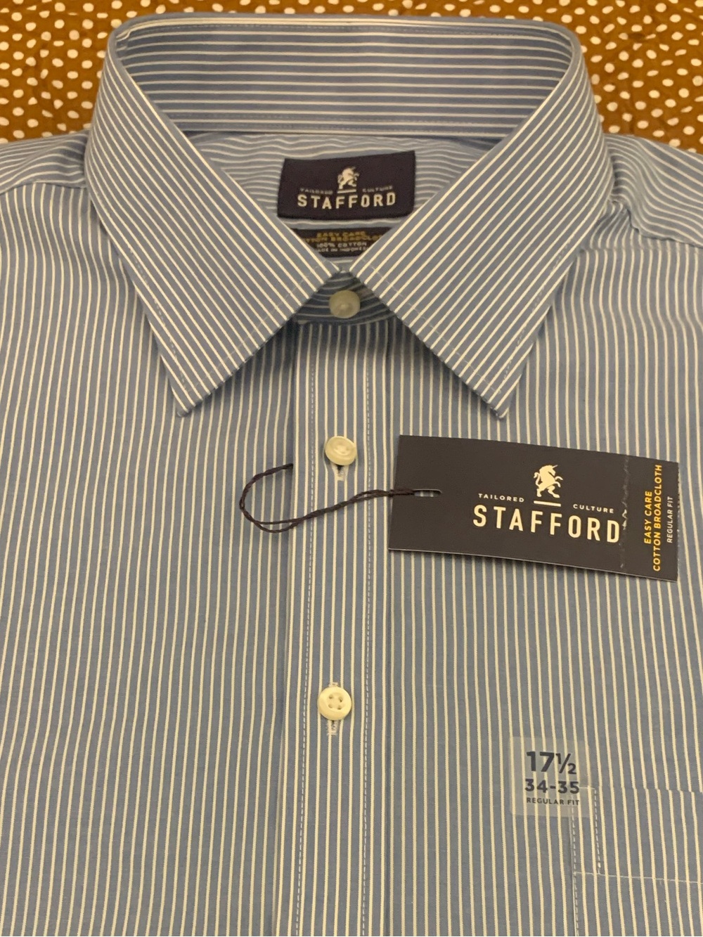 STAFFORD French Blue Banker Striped Shirt
